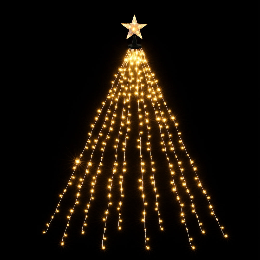 Jingle Jollys 2.5M Christmas Lights Waterfall String Light 300 LED Star Topper - 0