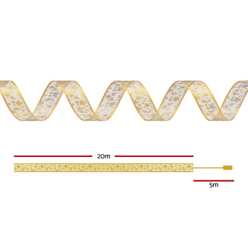 Jingle Jollys 20M Christmas Lights Fairy Ribbon Light 200 LED Xmas Decor Golden - 0