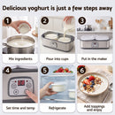 Devanti Greek Yoghurt Maker Machine 2x960ml Large Tubs Temp Control Grey-7