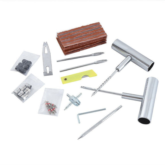 A 33 - piece set Green Heavy - Duty Tubeless Tyre Repair Kit - Emergency Puncture Plug Set for Cars, Motorcycles & ATVs - RnR Galore