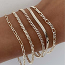A Silver five - piece set Chic Multi - Layered Alloy Bracelet Set - Fashionable Stackable Jewelry - RnR Galore