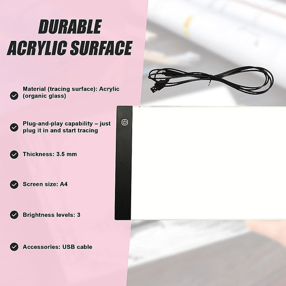 A4 LED Light Box Tracing Board Art Design Stencil Tattoo Copy Drawing Pad - RnR Galore