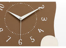 Abstract Modern Wall Clock - Silent Non - Ticking Decorative Clock with Wavy Design & Ceramic Accent(Brown) - RnR Galore