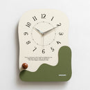 Abstract Modern Wall Clock - Silent Non - Ticking Decorative Clock with Wavy Design & Ceramic Accent(green) - RnR Galore