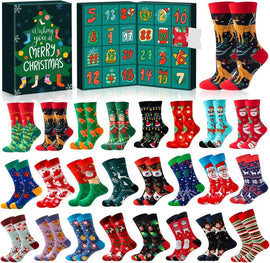 Advent Calendar 2025 Adult Men 24 Days of Christmas Cotton Socks US 7 - 13 Fun Christmas Sock Advent Calendar for Men Funny Gifts for Dad Boyfriend Husband Brother Random Socks Gift Box - RnR Galore