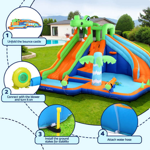AirMyFun Kids Inflatable Pool Water Double Slide Park Jumping Castle 465X430CM - RnR Galore
