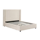 Alexa Queen Size High Rise Headboard Linen Beige Fabric Four MDF Drawers with Wheels Bed Frame - RnR Galore