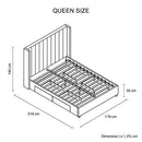 Alexa Queen Size High Rise Headboard Linen Beige Fabric Four MDF Drawers with Wheels Bed Frame - RnR Galore