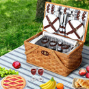 Alfresco 4 Person Picnic Basket Set Wooden Blanket Bag Insulated - RnR Galore