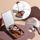 All - in - One Portable Makeup Brush Kit with LED Mirror Travel Case, Sponges & Applicators(pink) - RnR Galore