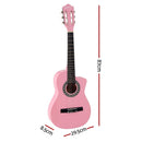 Alpha 34 Inch Classical Guitar Wooden Body Nylon String Beginner Kids Gift Pink - RnR Galore
