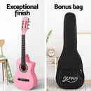 Alpha 34 Inch Classical Guitar Wooden Body Nylon String Beginner Kids Gift Pink - RnR Galore
