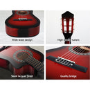 Alpha 34 Inch Classical Guitar Wooden Body Nylon String w/ Stand Beignner Red - RnR Galore