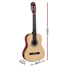 Alpha 39 Inch Classical Guitar Wooden Body Nylon String Beginner Gift Natural - RnR Galore