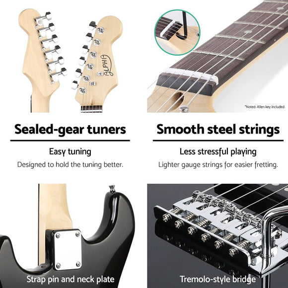Alpha Electric Guitar Music String Instrument 20W Amplifier Black - RnR Galore