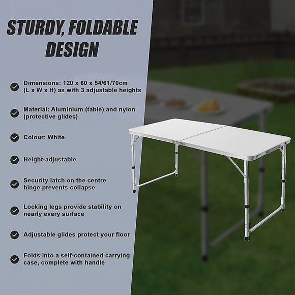Aluminium Folding Table 120cm Portable Indoor Outdoor Picnic Party Camping Tables - RnR Galore