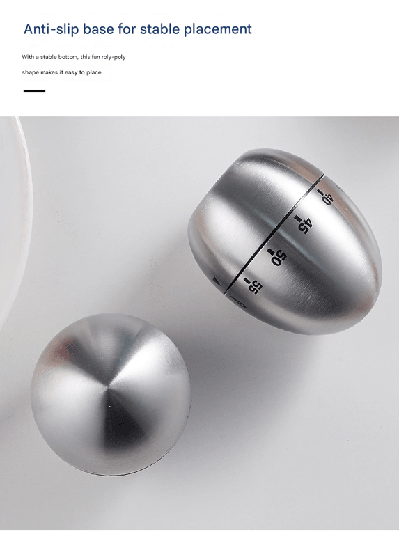 Apple Shape Stainless Steel Kitchen Timer Mechanical Cooking Timer - Wind - Up 60 Minute Countdown Timer - Loud Ring 72dB Baking Tool with Non - Slip Base - Battery - Free Analog Timer for Home Office - RnR Galore