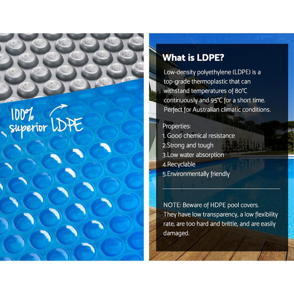 Aquabuddy Pool Cover 11x6.2m 400 Micron Swimming Pool Solar Blanket Blue Silver - RnR Galore