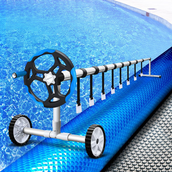 Aquabuddy Pool Cover 500 Micron 10.5x4.2m Silver Swimming Pool Solar Blanket 5.5m Blue Roller - RnR Galore