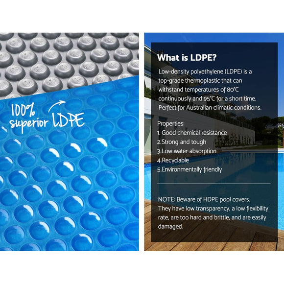 Aquabuddy Pool Cover 500 Micron 10.5x4.2m Swimming Pool Solar Blanket 5.5m Blue Roller - RnR Galore