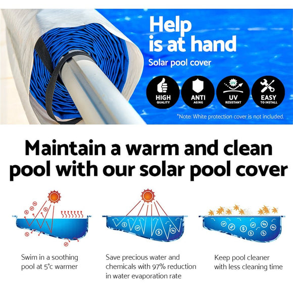 Aquabuddy Pool Cover 500 Micron 10x4m Blue Swimming Pool Solar Blanket 4m Roller - RnR Galore