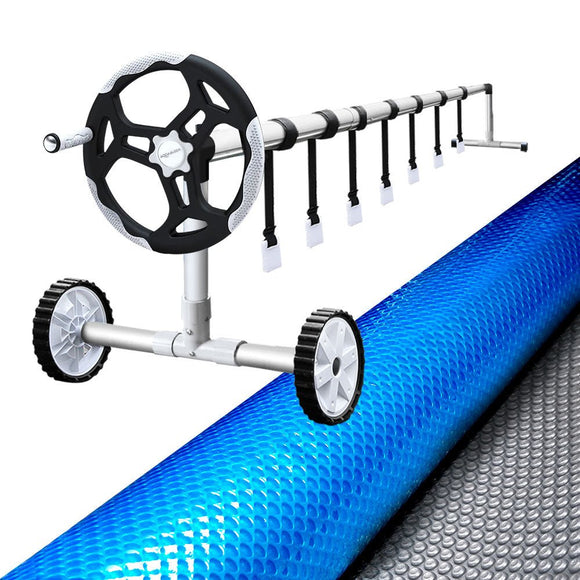Aquabuddy Pool Cover 500 Micron 11x4.8m Silver Swimming Pool Solar Blanket 5.5m Roller - RnR Galore