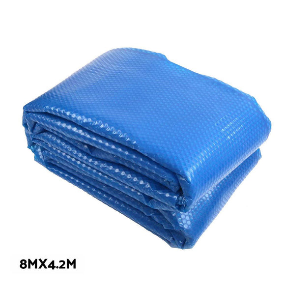 Aquabuddy Pool Cover 500 Micron 8x4.2m Blue Swimming Pool Solar Blanket 5.5m Roller - RnR Galore