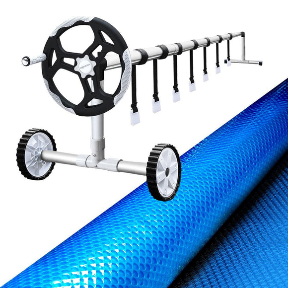 Aquabuddy Pool Cover 500 Micron 8x4.2m Blue Swimming Pool Solar Blanket 5.5m Roller - RnR Galore