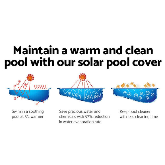 Aquabuddy Pool Cover 500 Micron 9.5x5m Swimming Pool Solar Blanket Blue Silver - RnR Galore