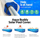 Aquabuddy Pool Cover 6.5x3m 400 Micron Silver Swimming Pool Solar Blanket 5.5m Blue Roller - RnR Galore