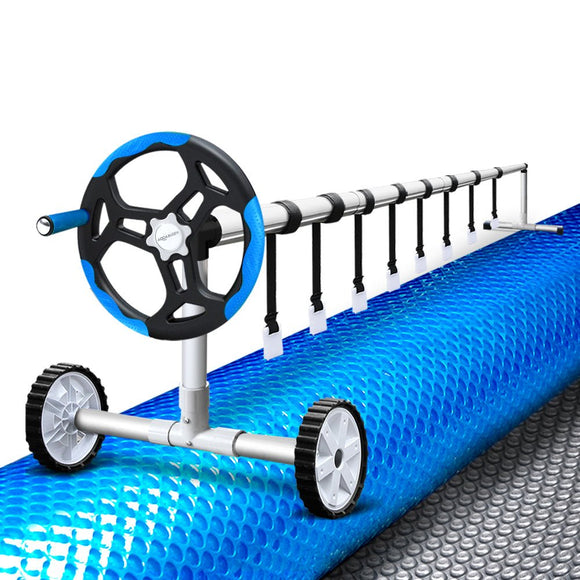 Aquabuddy Pool Cover 9.5x5m 400 Micron Silver Swimming Pool Solar Blanket 5.5m Roller - RnR Galore