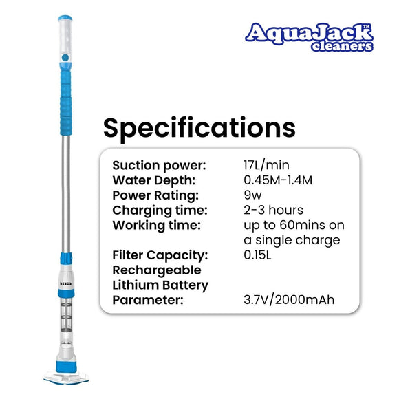 Aquajack 127 Portable Rechargeable Spa and Pool Vacuum Cleaner - RnR Galore