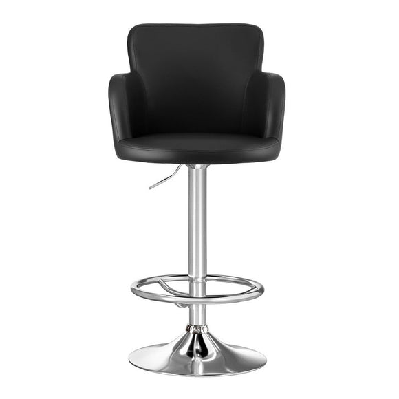 Artiss 1x Leather Bar Stools Swivel Adjustable Gas Lift PU Counter Chairs Black - RnR Galore