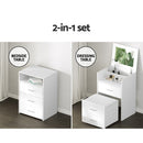Artiss 2 - in - 1 Dressing Table Stool Set Bedside Table White - RnR Galore
