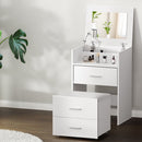 Artiss 2 - in - 1 Dressing Table Stool Set Bedside Table White - RnR Galore