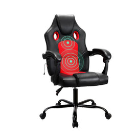 Artiss 2 Point Massage Gaming Office Chair PU Leather Red - RnR Galore