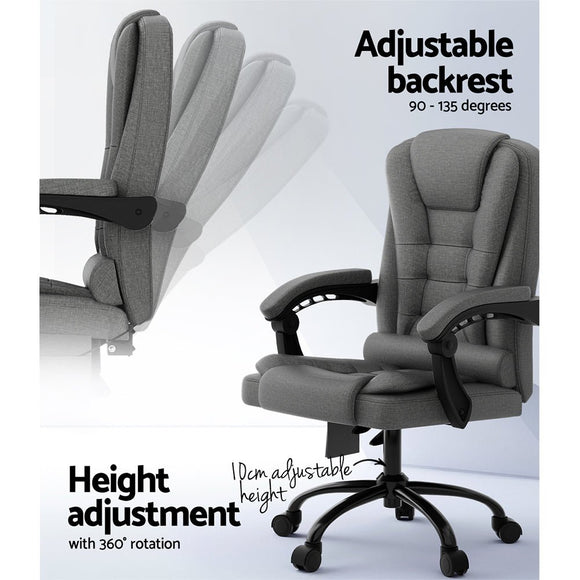 Artiss 2 Point Massage Office Chair Fabric Black - RnR Galore