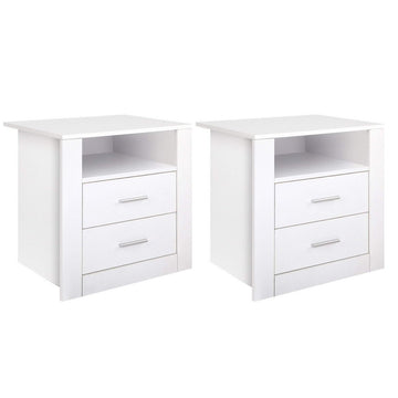 Artiss 2 X Bedside Table 2 Drawers with Shelf - TARA White - RnR Galore