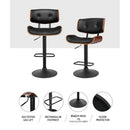 Artiss 2x Bar Stools Gas Lift Leather All Black - RnR Galore