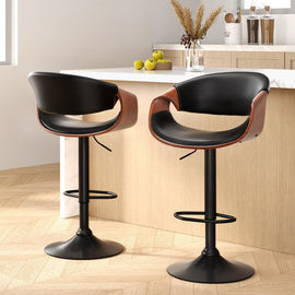 Artiss 2x Bar Stools Gas Lift Leather w/Armrest - RnR Galore