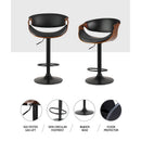 Artiss 2x Bar Stools Gas Lift Leather w/Armrest - RnR Galore
