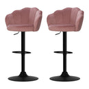 Artiss 2x Bar Stools Gas Lift Velvet Pink - RnR Galore