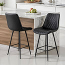 Artiss 2x Bar Stools Kitchen Dining Chair Counter Stool Diamond PU Leather Black - RnR Galore