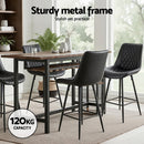 Artiss 2x Bar Stools Kitchen Dining Chair Counter Stool Diamond PU Leather Black - RnR Galore