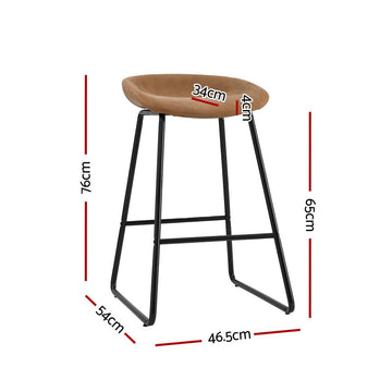 Artiss 2x Bar Stools Kitchen Dining Chairs Counter Stool PU Leather Metal Brown - RnR Galore