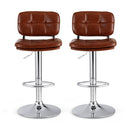 Artiss 2x Bar Stools Kitchen Swivel Gas Lift Counter Chair Tuft PU Leather Brown - RnR Galore