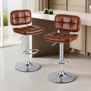 Artiss 2x Bar Stools Kitchen Swivel Gas Lift Counter Chair Tuft PU Leather Brown - RnR Galore