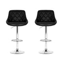 Artiss 2x Bar Stools Leather Padded Gas Lift Stool Black - RnR Galore