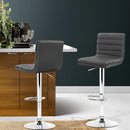 Artiss 2x Bar Stools Padded Leather Gas Lift Grey - RnR Galore