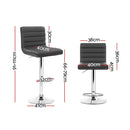 Artiss 2x Bar Stools Padded Leather Gas Lift Grey - RnR Galore